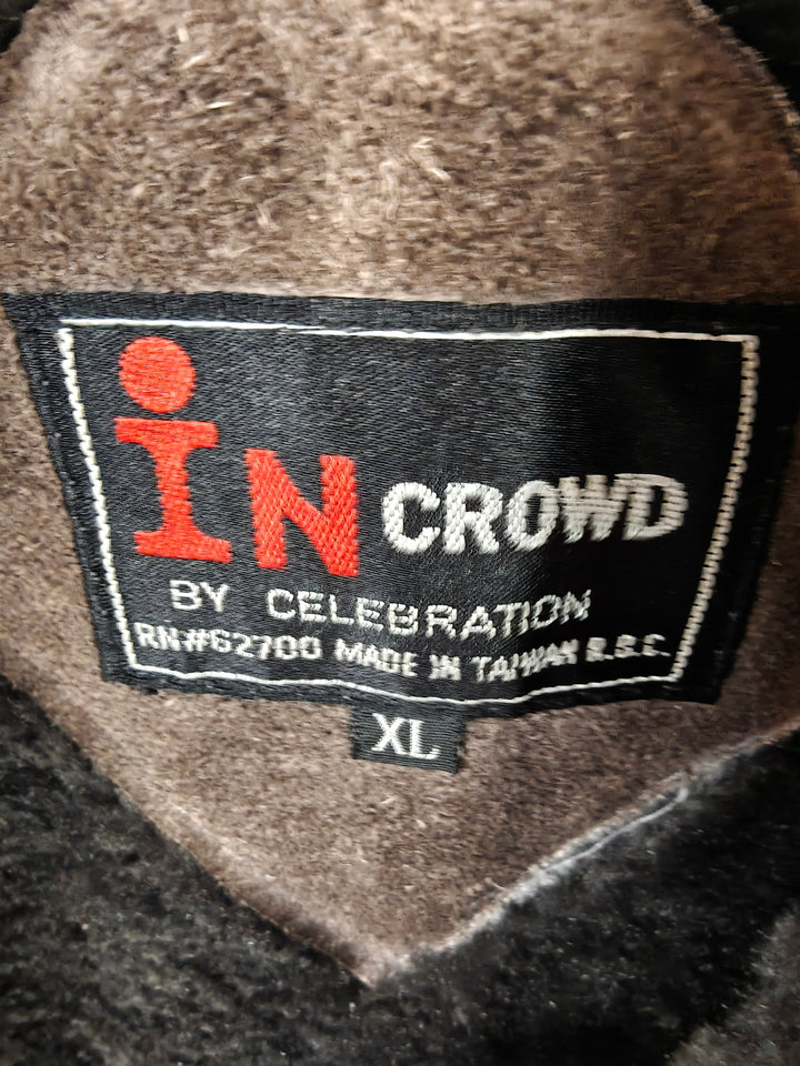 Mens In Crowd Distressed Brown Suede Leather Bomber Jacket XL