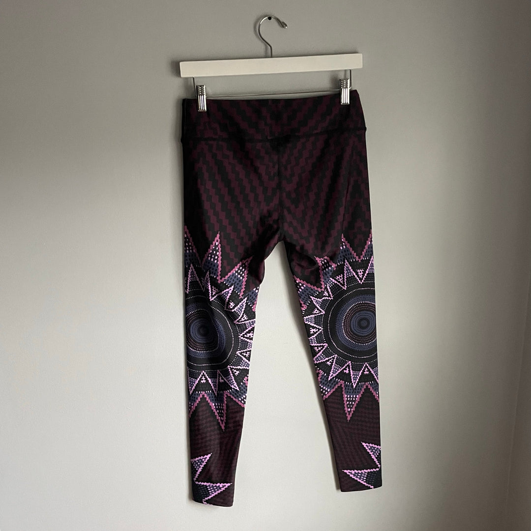 Mara Hoffman Athletic Workout Leggings 7/8" Boho Aztec Starbasket Purple sz M