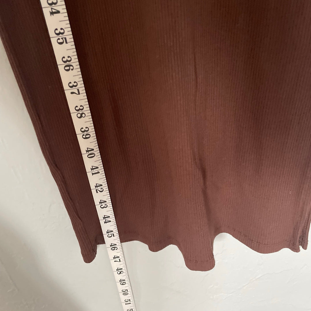 Cotton On Chocolate Brown T shirt Ribbed Maxi Dress Minimalist Basic Casual sz M