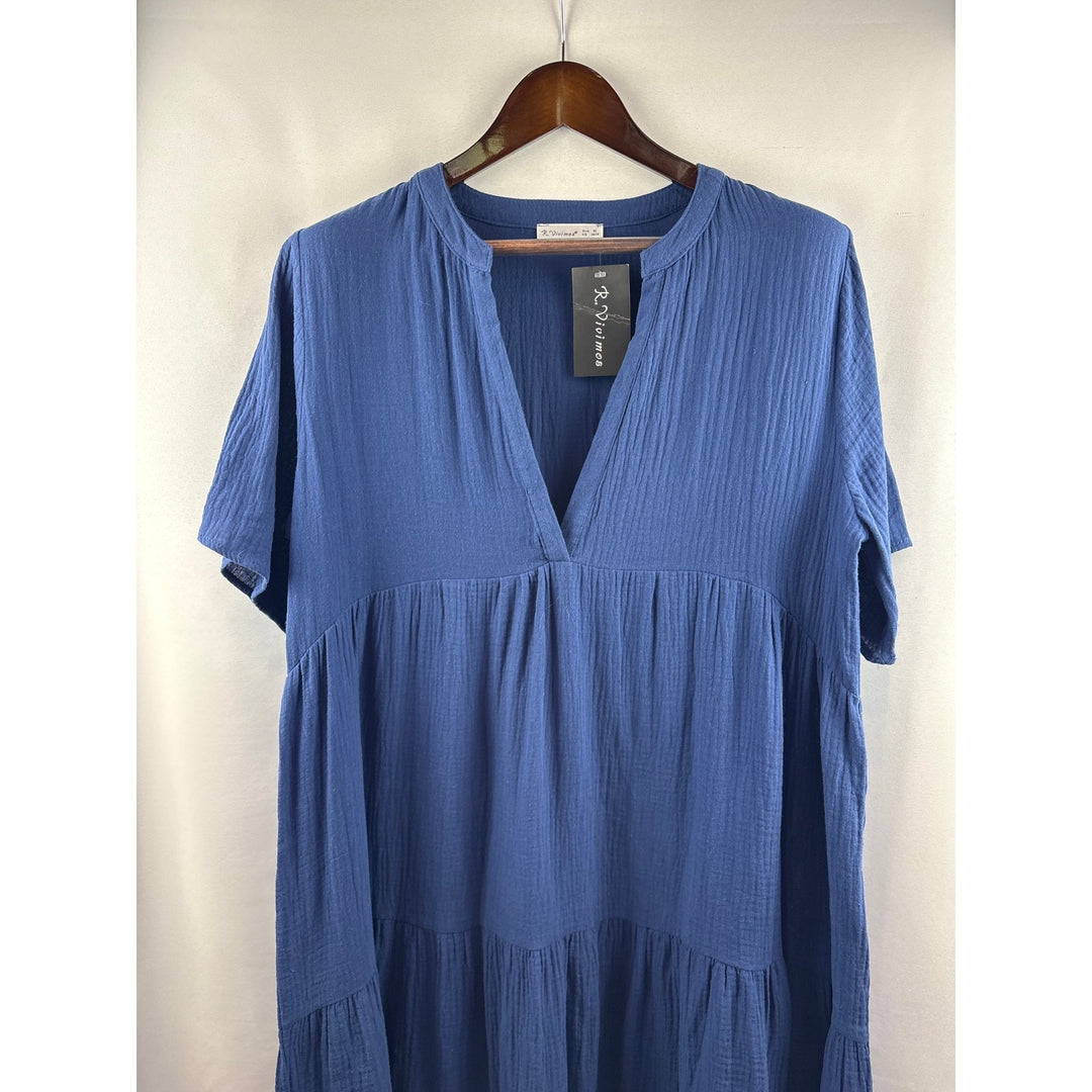 Women’s R. Vivimos XL Navy Blue Short Sleeve Maxi Dress