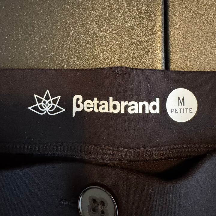 Betabrand Black DPYP Dress Pants Yoga Pants Bootcut Stretch Pants, Medium Petite