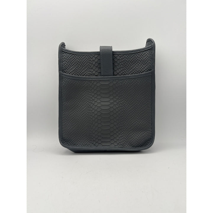 Women’s Gigi New York Gray Leather Crossbody Purse w/ Snakeskin Pattern
