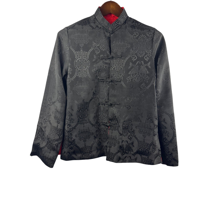 Women’s Large Reversible Red & Black Kimono Style Blouse w/ Ornate Pattern