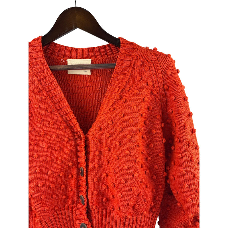 Women’s Misha & Puff XS/S Bright Orange Cropped Popcorn Cardigan