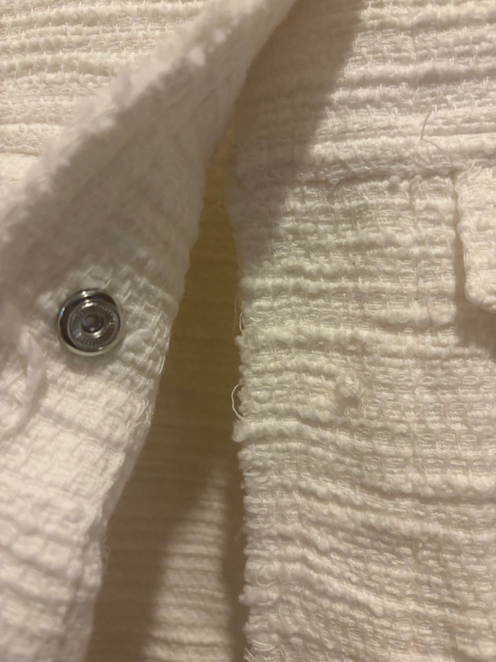 Catherine Malandrino White Tweed Frayed Blazer Jacket Size S NWT Preppy
