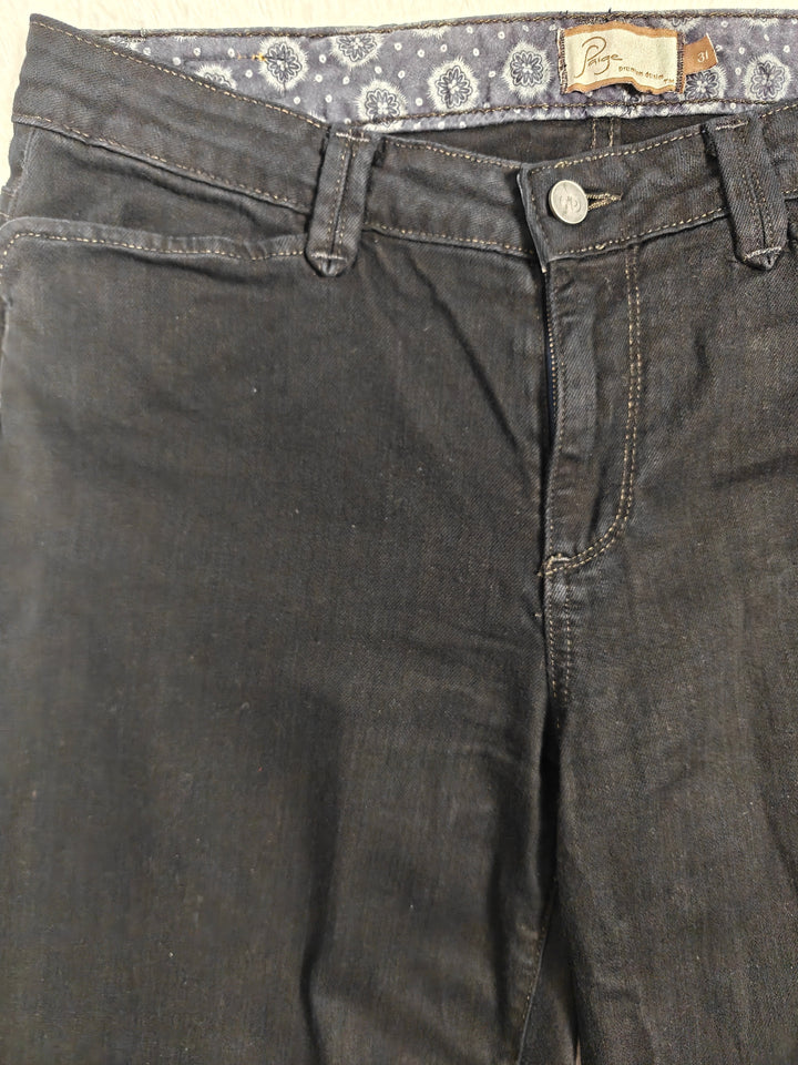 Womens Paige Premium Denim Wide Leg Jeans Black Size 31