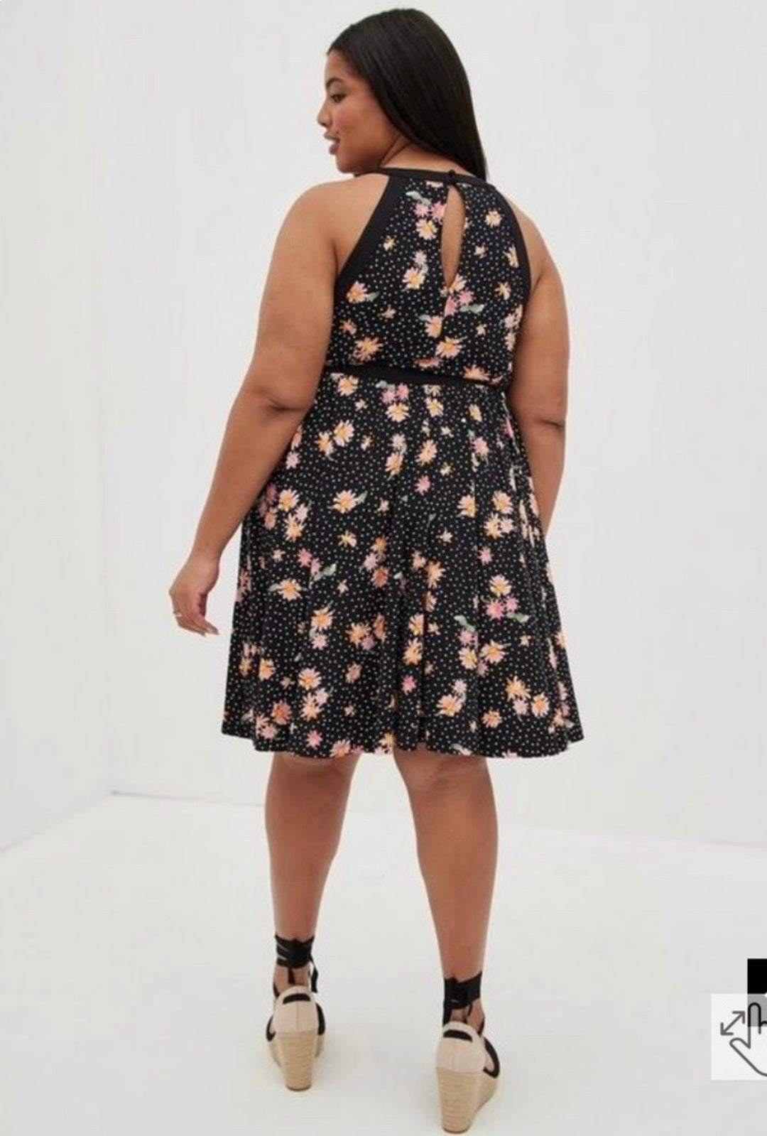 Torrid Floral Polka Dot Studio Knit Skater Dress Sz1X(14-16) NWT
