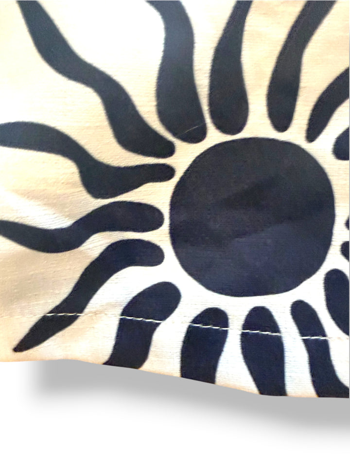 Petal &amp; Pup Black White Abstract Print High Waist Linen Blend Shorts Size L