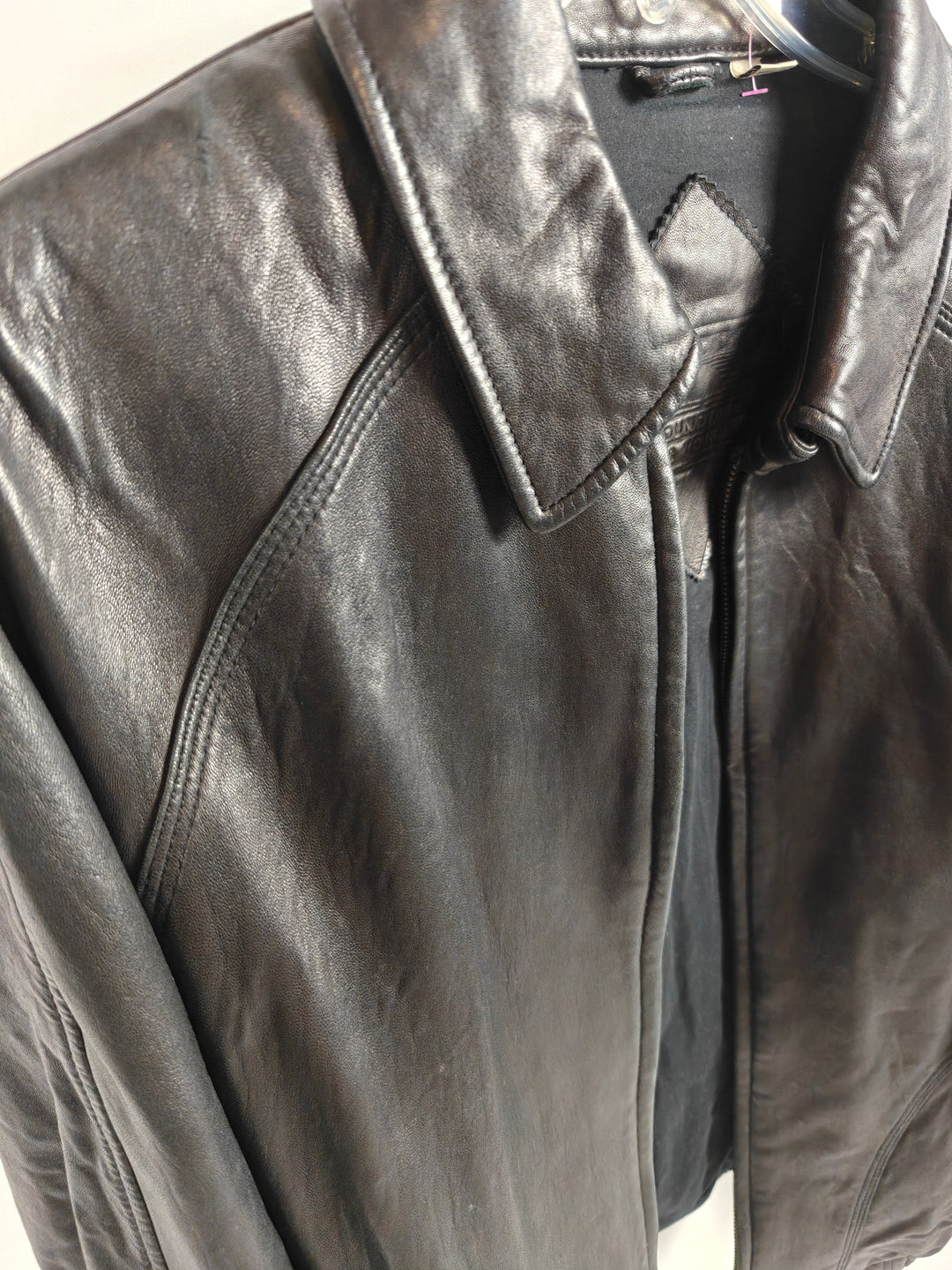 Roundtree And Yorke Mens Genuine Lambskin Leather Bomber Jacket Black Size L
