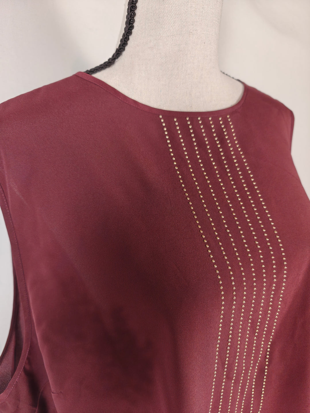 Womens Michael Kors Sleeveless Studded Blouse Merlot Size 2X