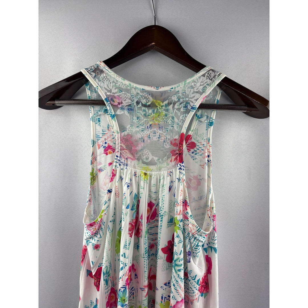 Women’s Sheik Boutique Large White w/ Multicolor Floral Sleeveless Blouse