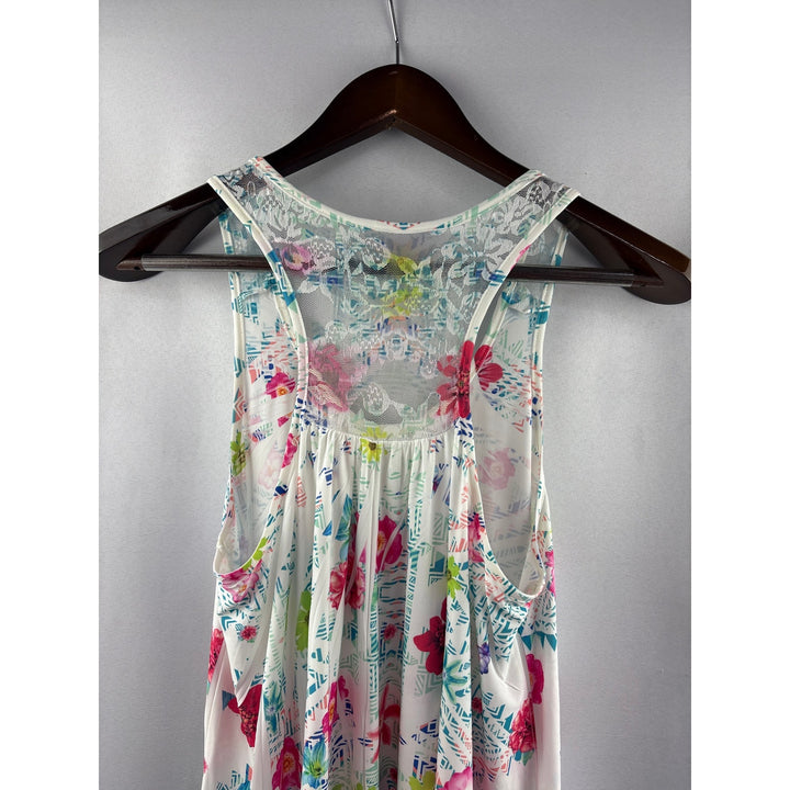Women’s Sheik Boutique Large White w/ Multicolor Floral Sleeveless Blouse