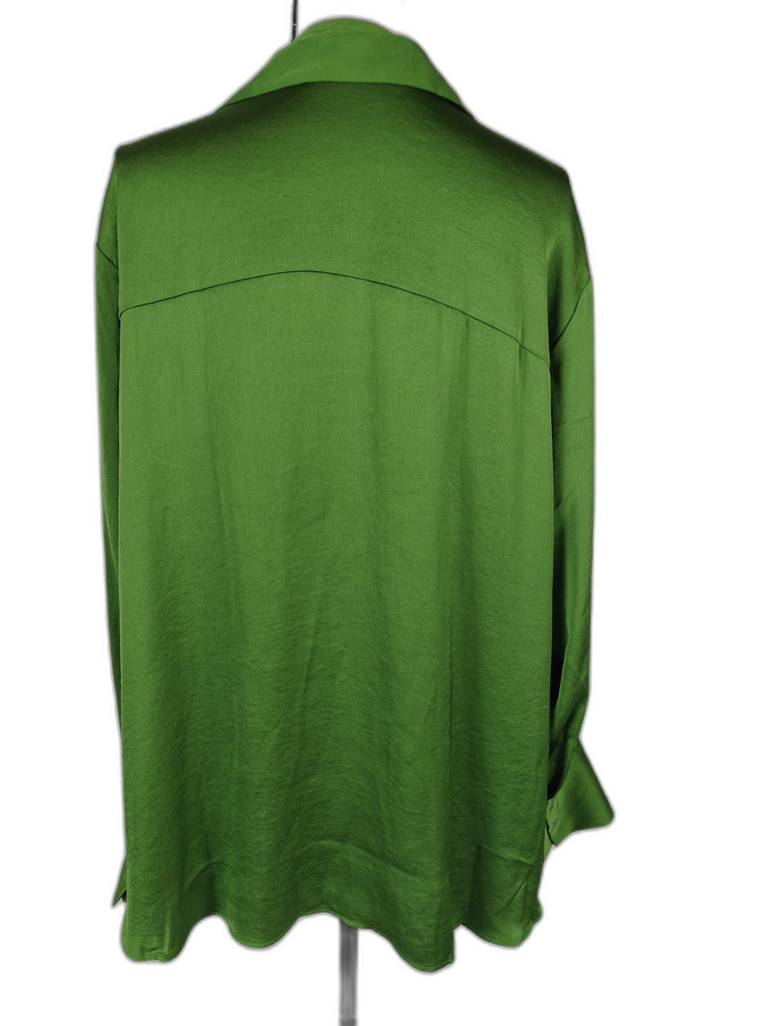Womens Unbranded Button Down Blouse Kelly Green Satin Long Sleeve Size Unknown