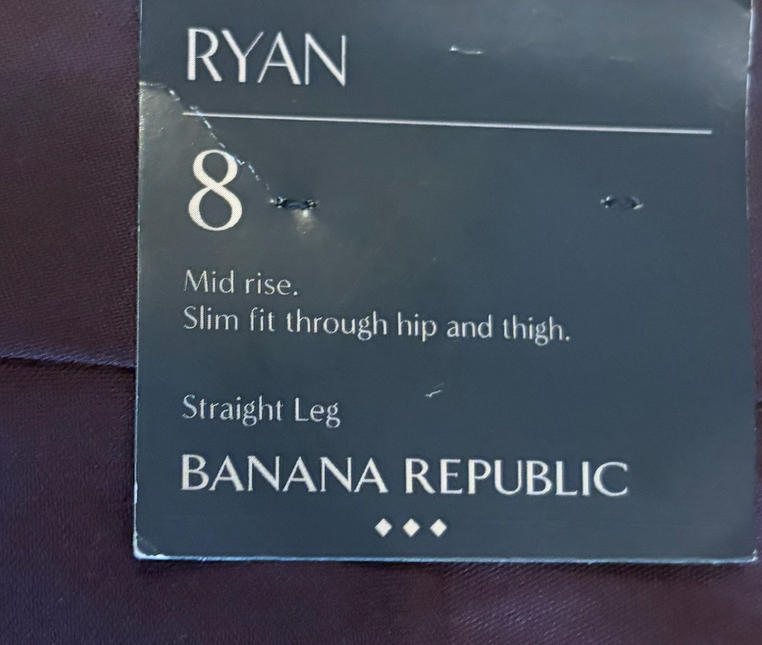 Banana Republic Ryan Burgundy Straight Leg Pants Size 8 NWT Workwear Librarian Chic