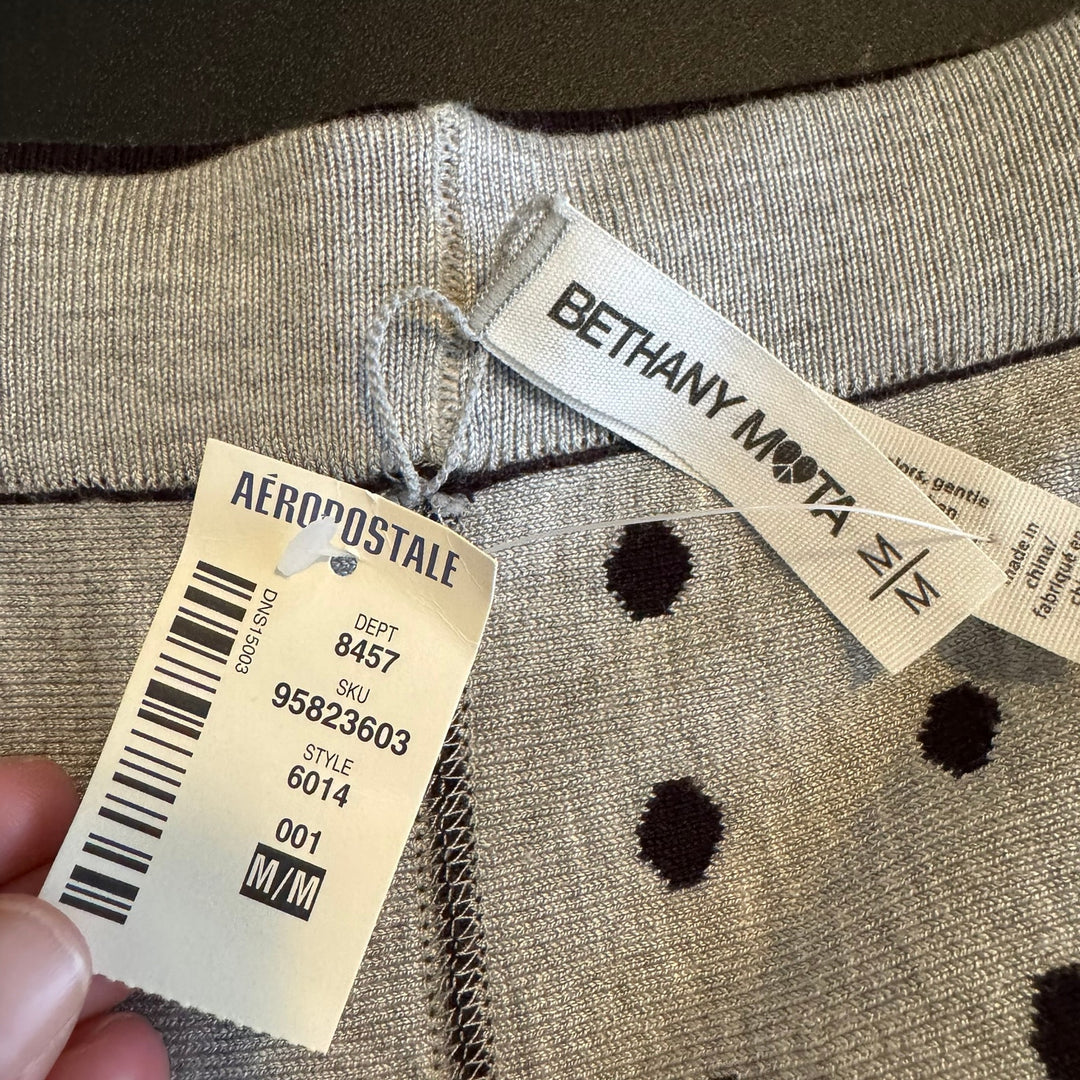 NWT Bethany Mota Black & Gray Polka Dot Reversible Knit Skater Skirt, Medium