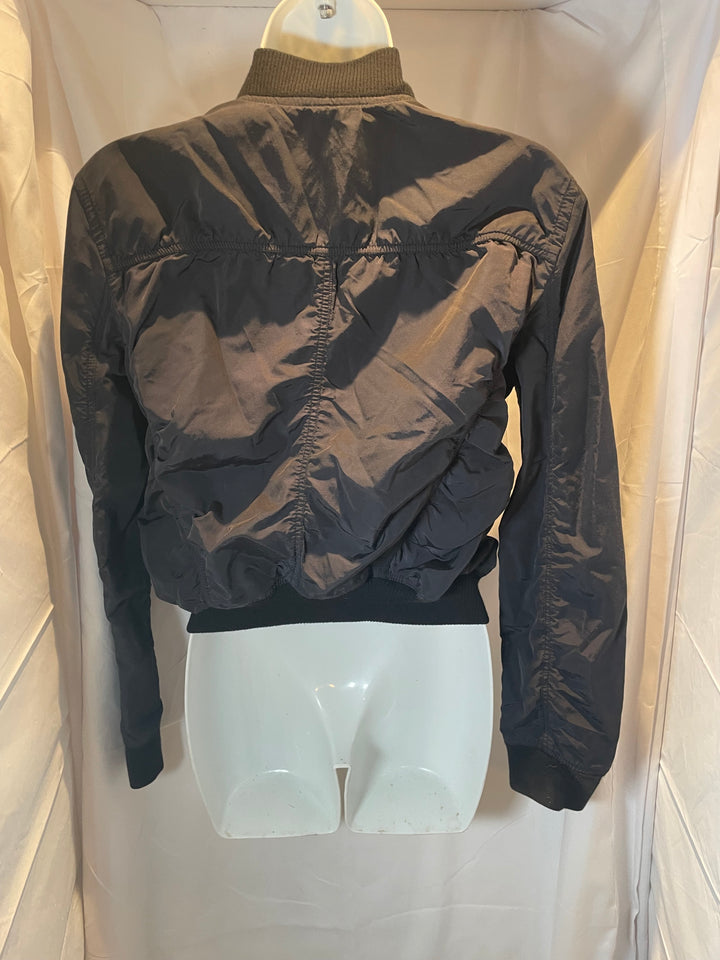 Vince Washed Shrunken Bomber Jacket in black.