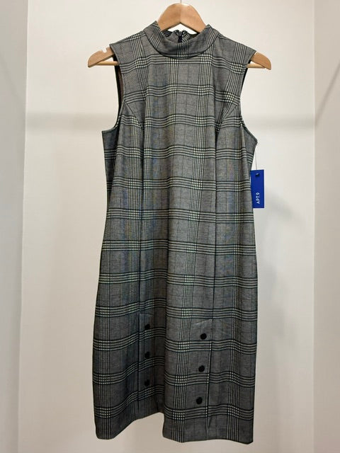 Apt. 9 Plaid Mock Neck Sheath Dress Black Brown NWT SzL