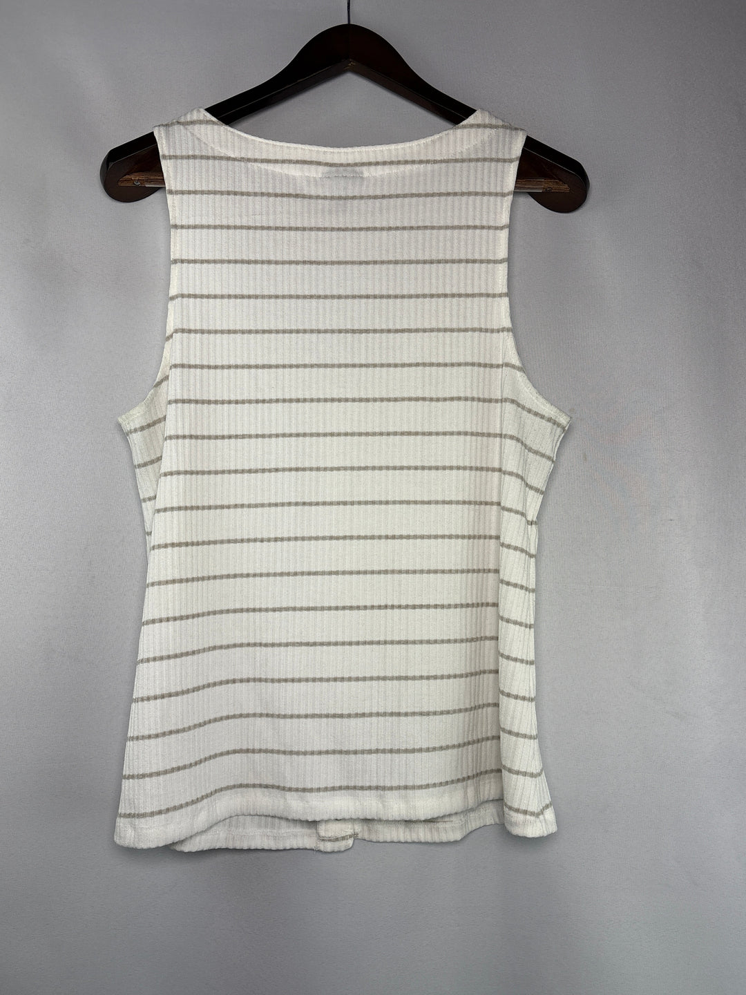 Womens Torrid Size 1X White Beige Striped Ribbed Button Up Tank Top