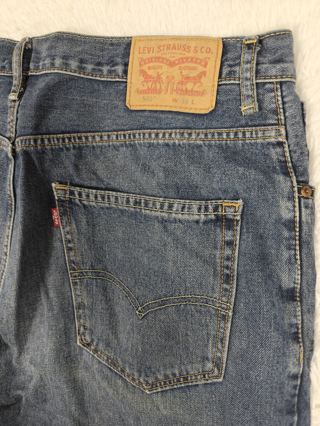 Mens Levis 569 Loose Straight Denim Shorts Blue Size 36