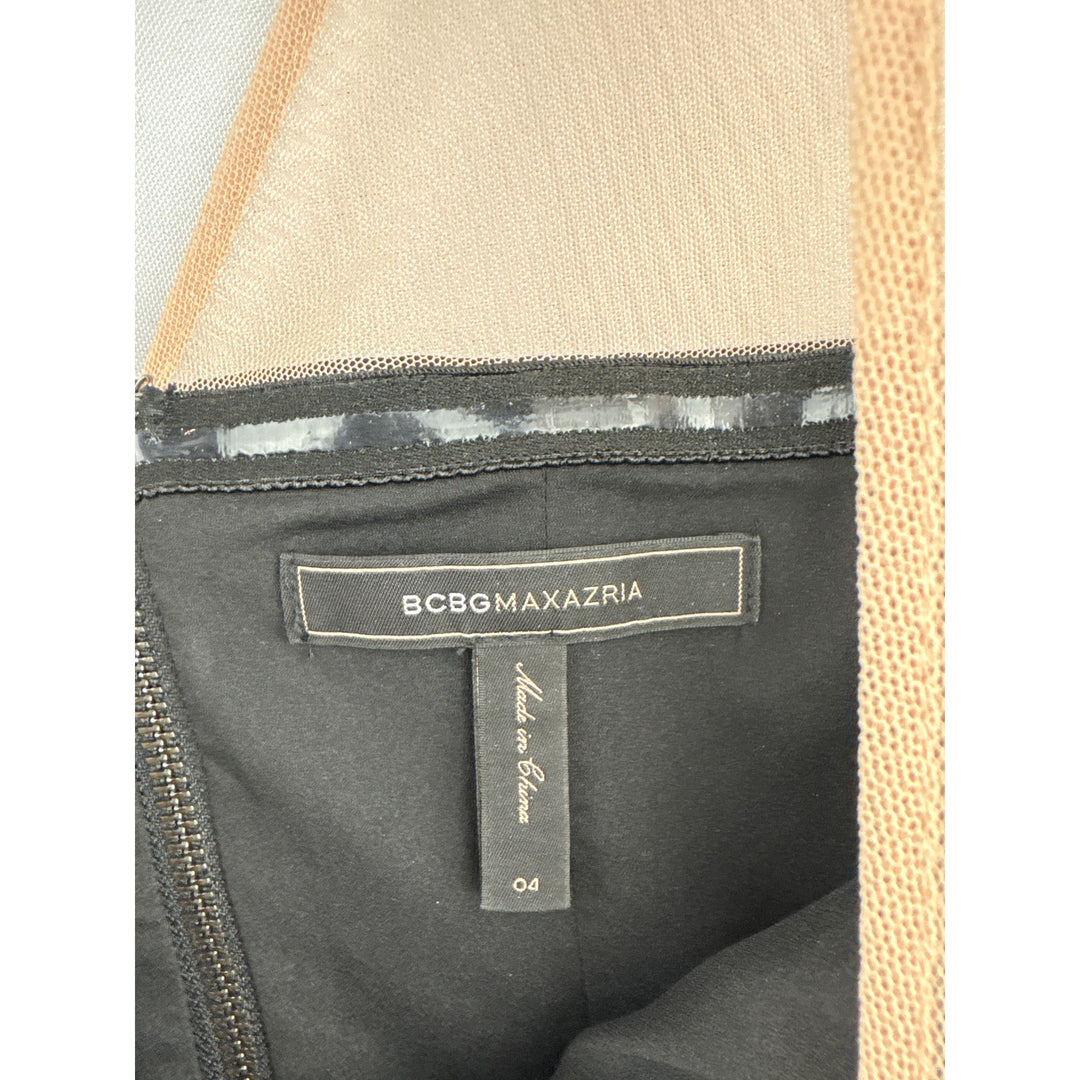 Women’s BCBG Maxazria Size 4 Black Corseted Mini Dress w/ Feathered Bottom