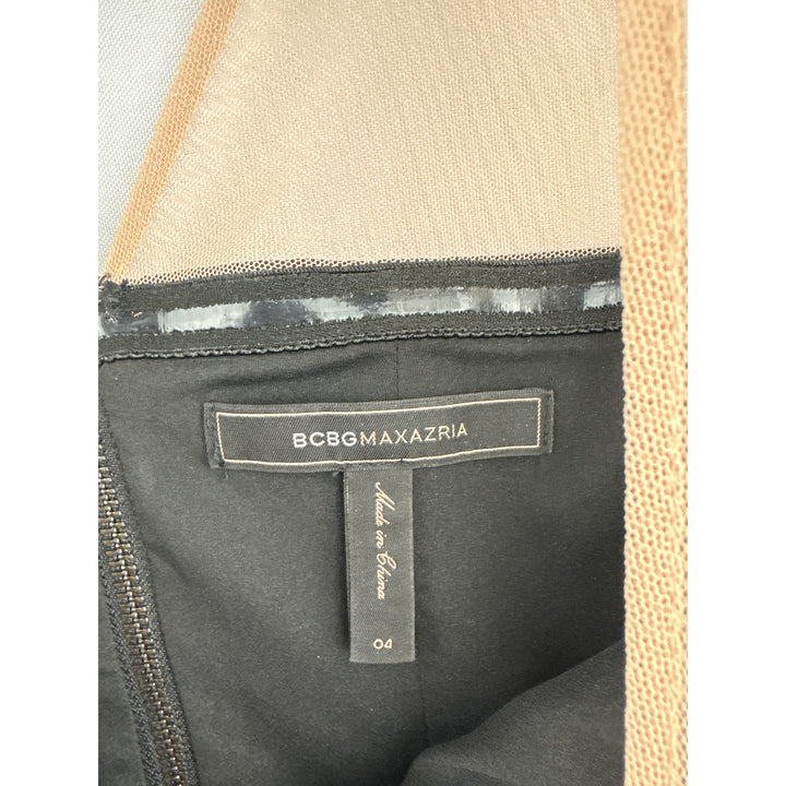 Women’s BCBG Maxazria Size 4 Black Corseted Mini Dress w/ Feathered Bottom