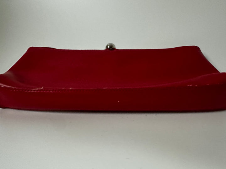 Furla Red Leather Shoulder Bag Clutch Silver Ball Closure