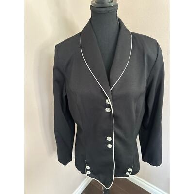 Black Habits Blazer With White Piping & Buttons