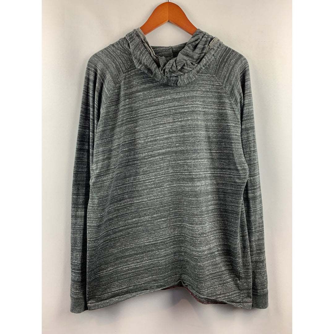 Men’s Burnside Gray Long Sleeve Hoodie with Buttons Size Large