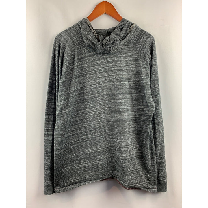 Men’s Burnside Gray Long Sleeve Hoodie with Buttons Size Large