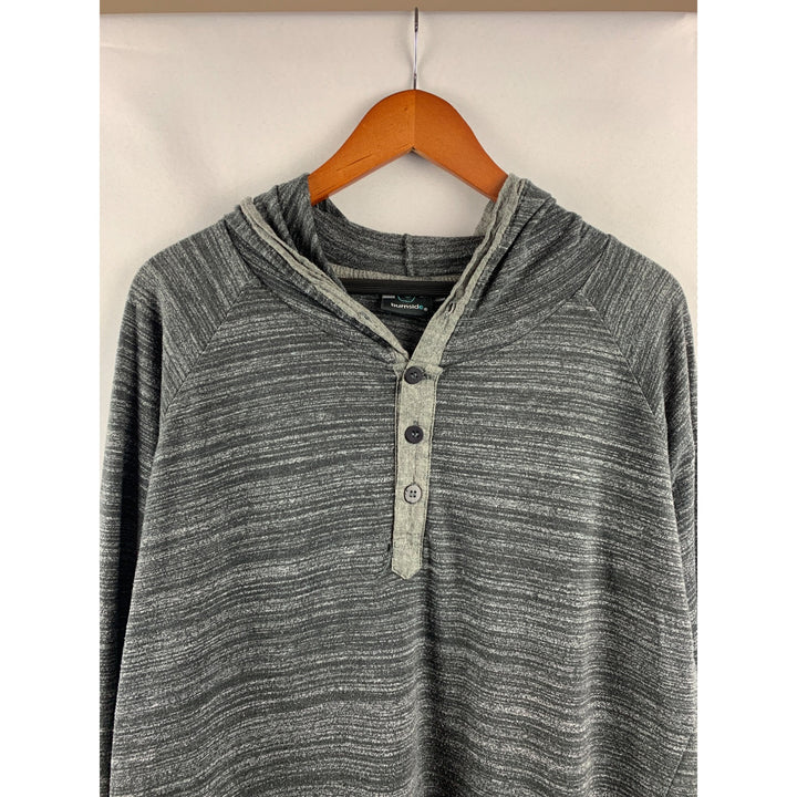 Men’s Burnside Gray Long Sleeve Hoodie with Buttons Size Large