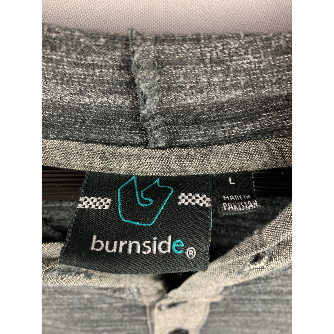 Men’s Burnside Gray Long Sleeve Hoodie with Buttons Size Large