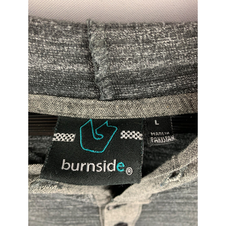 Men’s Burnside Gray Long Sleeve Hoodie with Buttons Size Large
