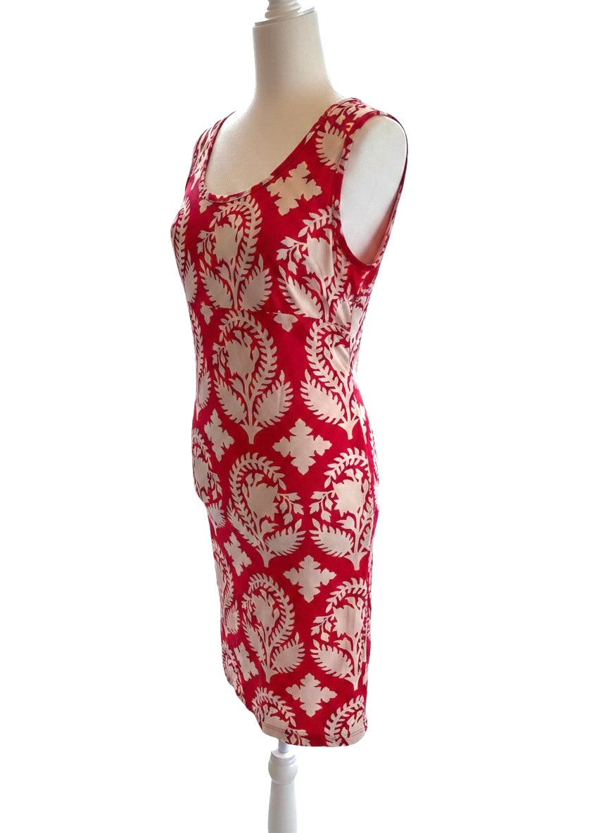 Diane Von Furstenberg Selene 100% Silk Floral Red-Cream Printed Dress Size 10