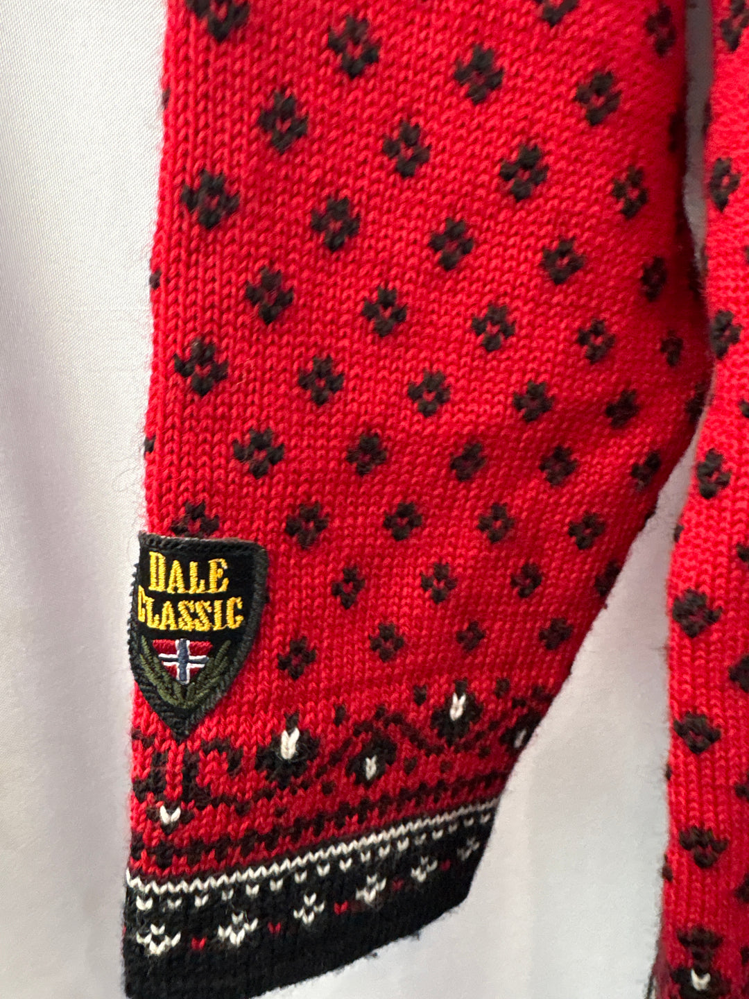 Women’s Dale of Norway Small Red &amp; Black Patterned Cardigan