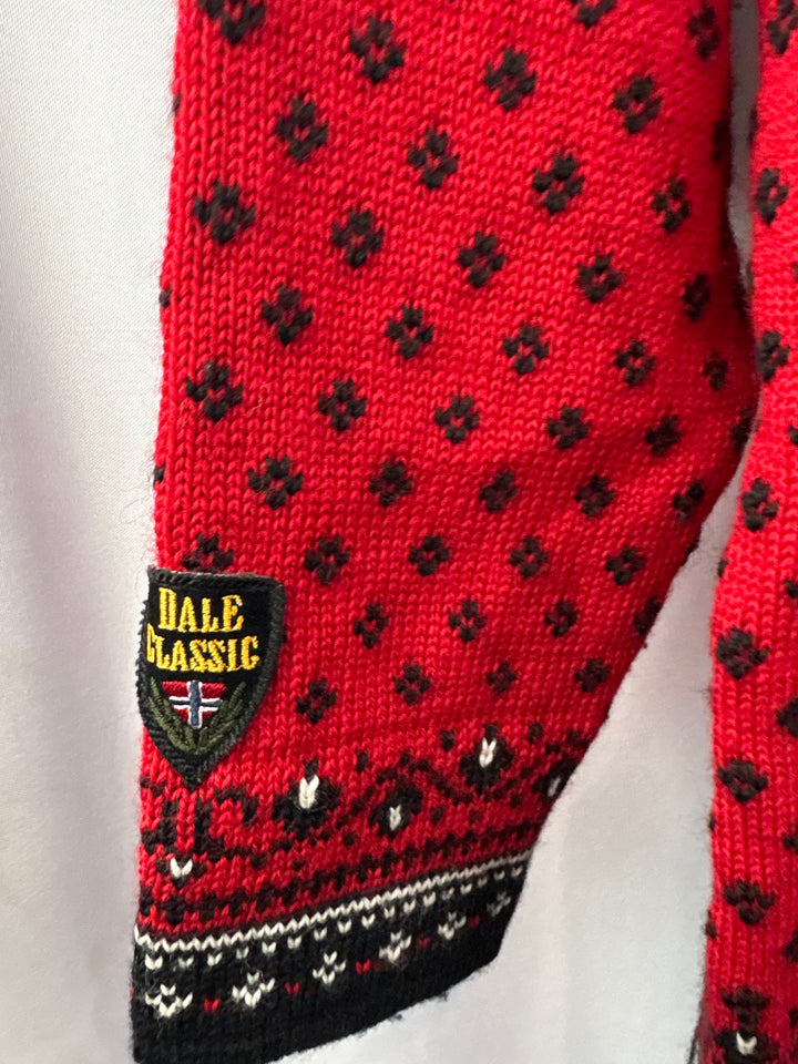 Women’s Dale of Norway Small Red &amp; Black Patterned Cardigan