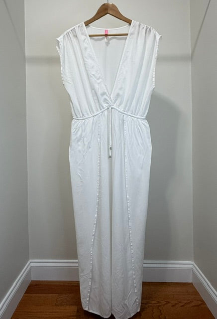 Victoria’s Secret White Deep V‑Neck Cover‑Up Maxi Dress  Size XL