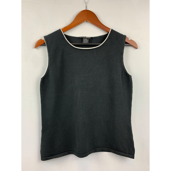 Nicole Studio Womens Silk Blend Sleeveless Top Size 8 Black & Cream