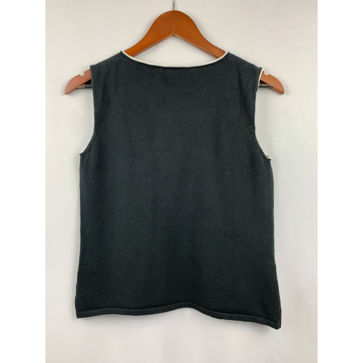 Nicole Studio Womens Silk Blend Sleeveless Top Size 8 Black & Cream