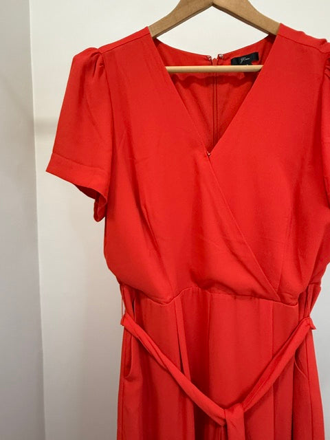 J.Crew Wide‑Leg V‑Neck Red Jumpsuit Sz14 NWOT