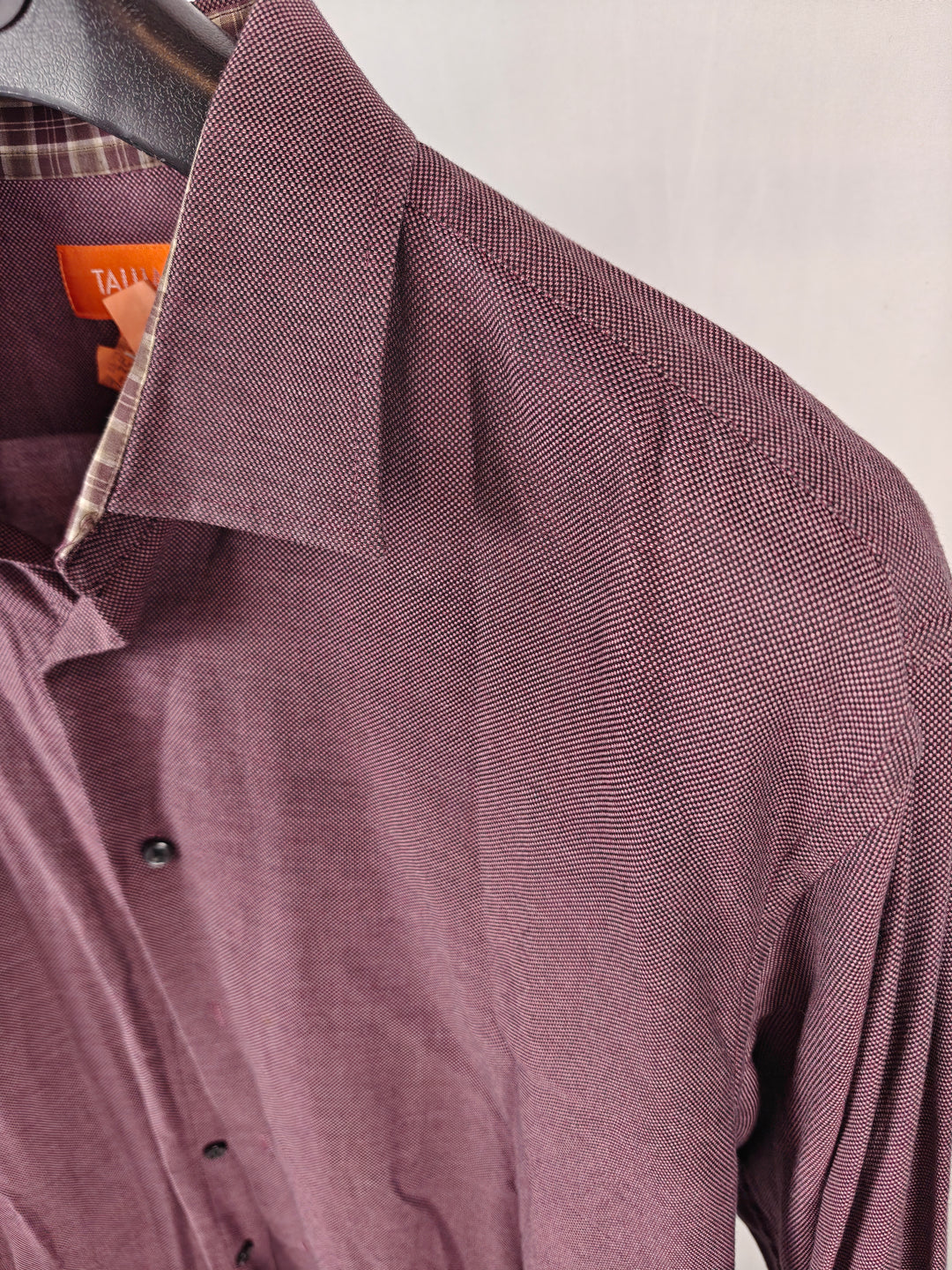 Men’s Tallia Dress Shirt Burgundy XL 17.5 Long Sleeve Cotton