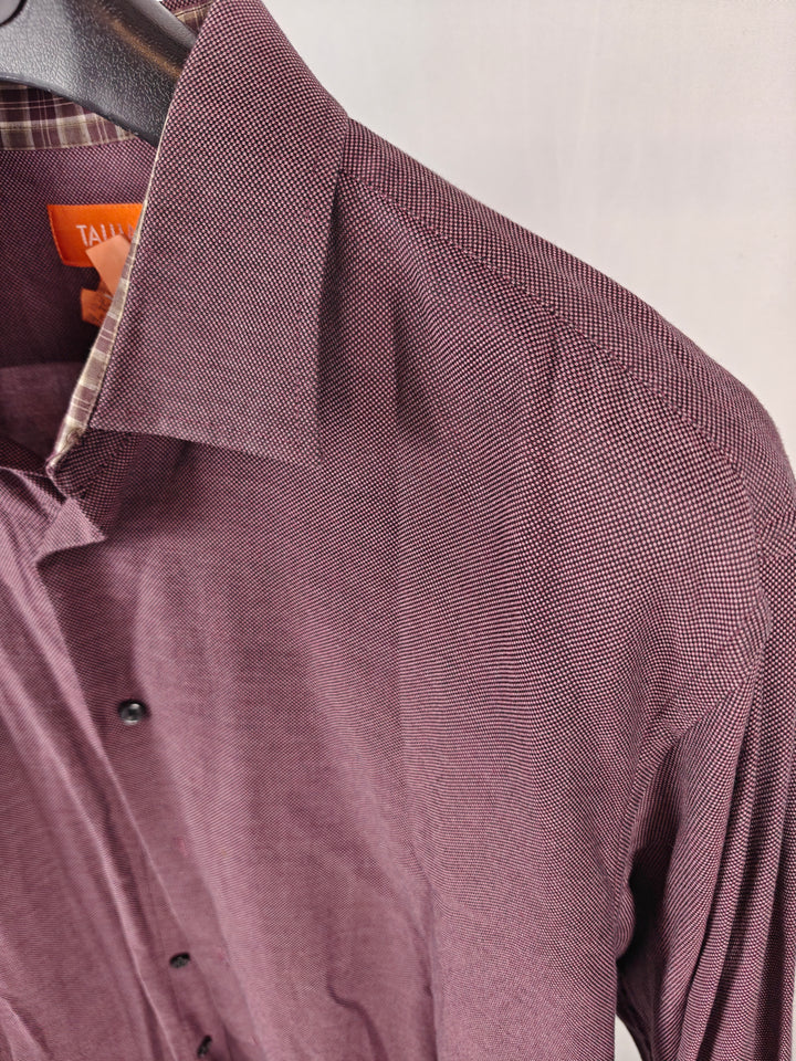 Men’s Tallia Dress Shirt Burgundy XL 17.5 Long Sleeve Cotton