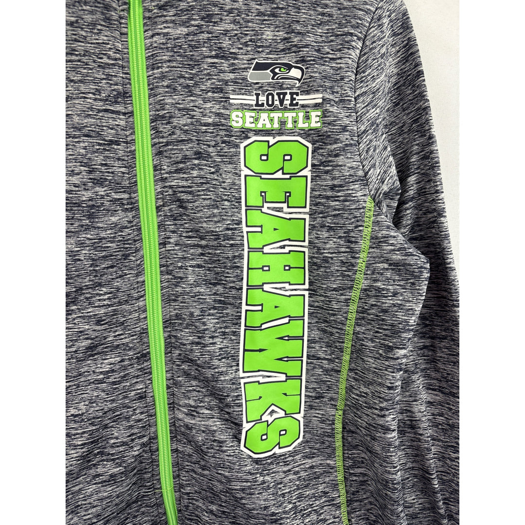 Seattle Seahawks NFL Teens Apparel Jacket L Grey & Neon Green Polyester Spandex