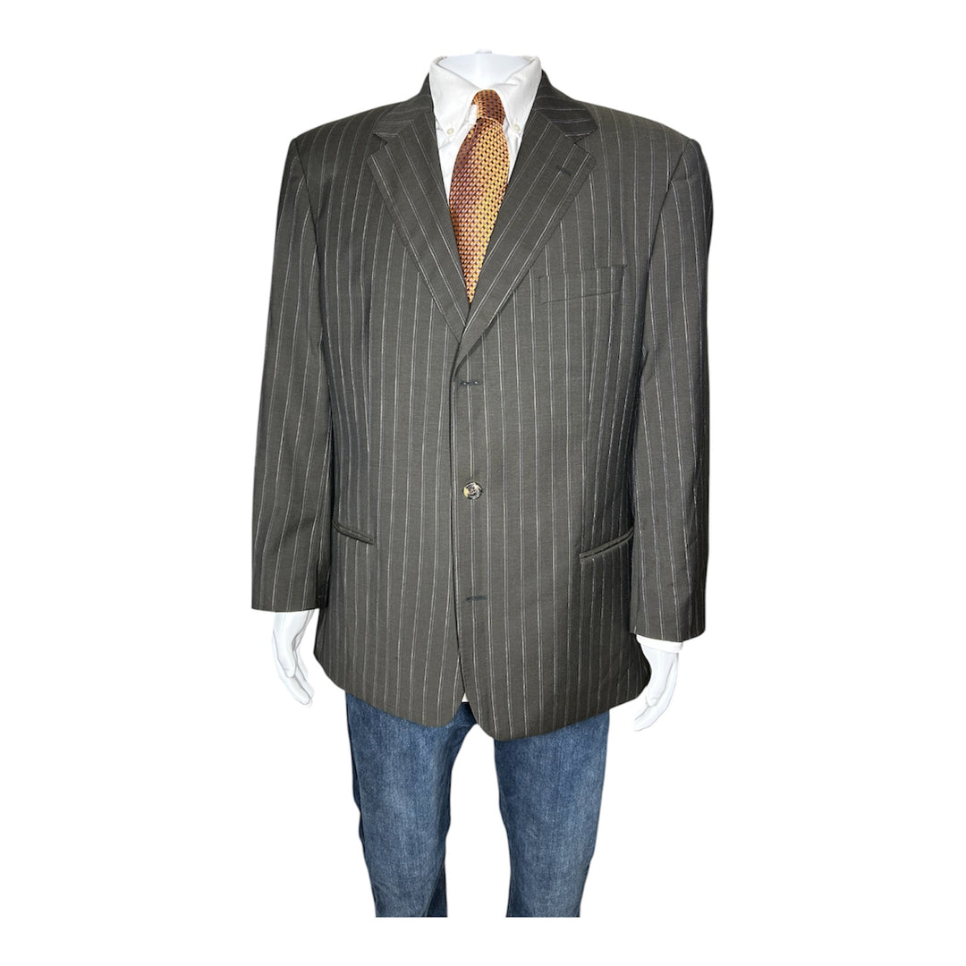 Hugo Boss Vintage Made in USA Men’s Black Pinstripe Wool Suit 46L 40x30