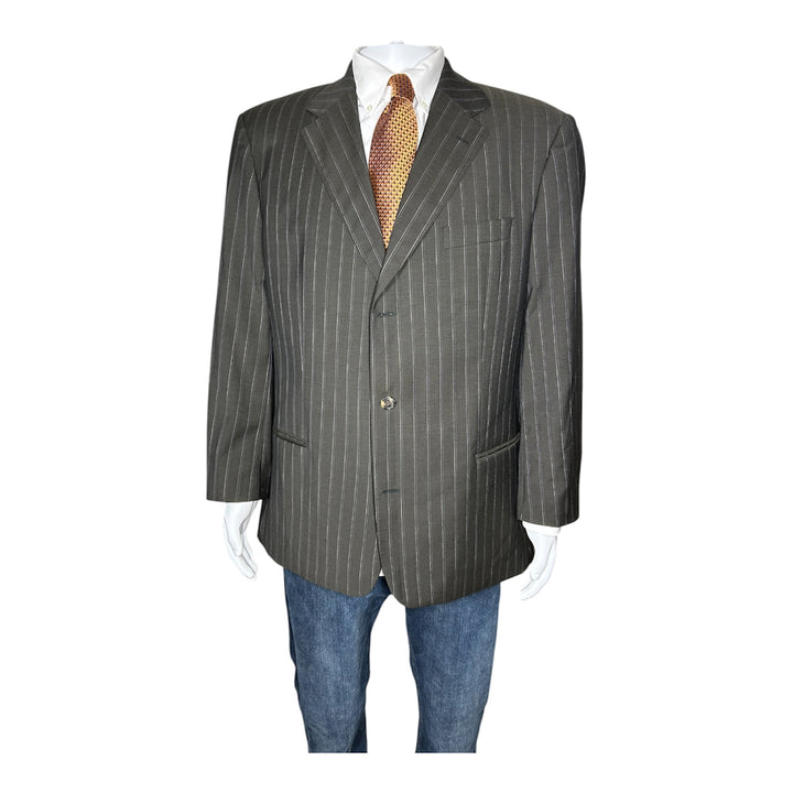 Hugo Boss Vintage Made in USA Men’s Black Pinstripe Wool Suit 46L 40x30