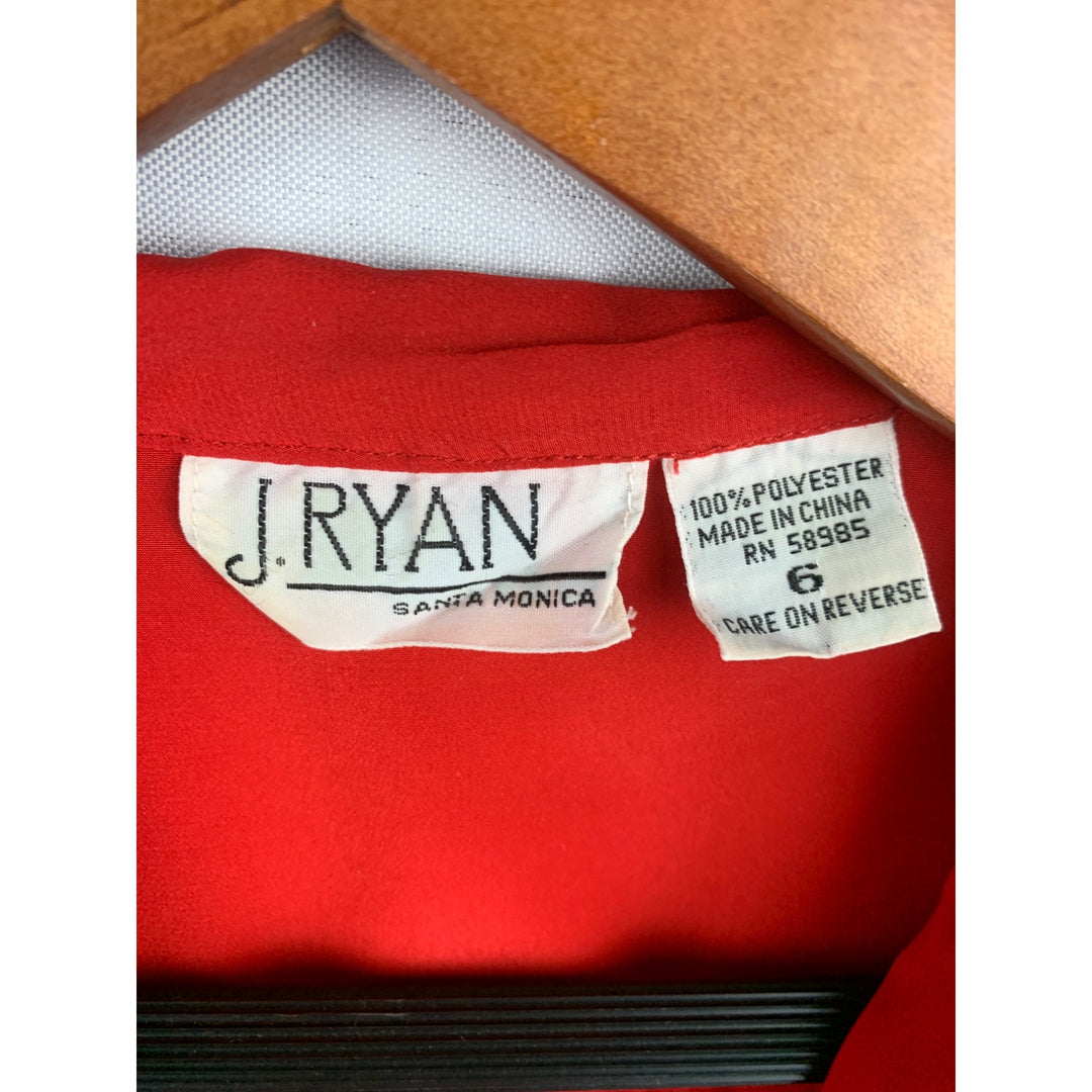 J. Ryan Womens Red Long Sleeve Button-Up Blouse Size 6 Polyester Made In China