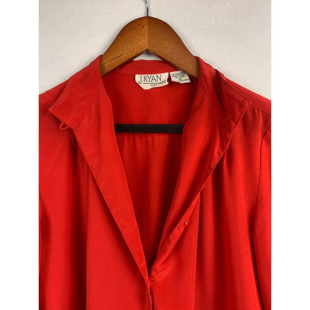 J. Ryan Womens Red Long Sleeve Button-Up Blouse Size 6 Polyester Made In China