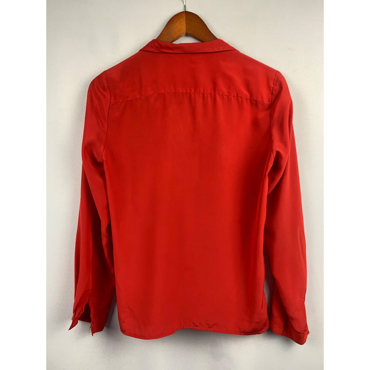J. Ryan Womens Red Long Sleeve Button-Up Blouse Size 6 Polyester Made In China