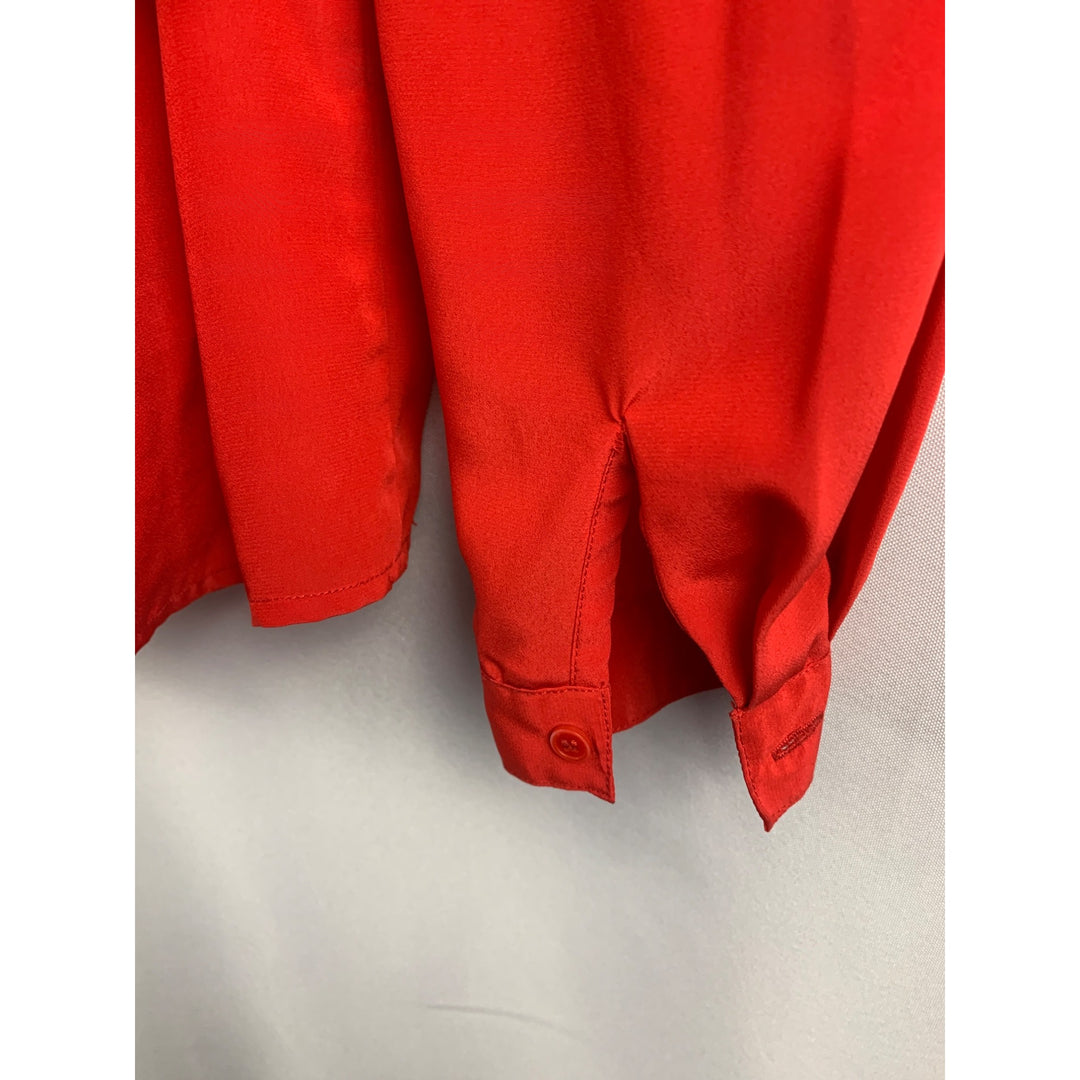 J. Ryan Womens Red Long Sleeve Button-Up Blouse Size 6 Polyester Made In China