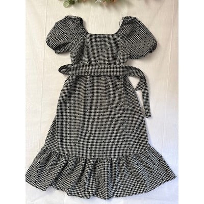 F&F Womens Black & White Checkered Dress With Belt