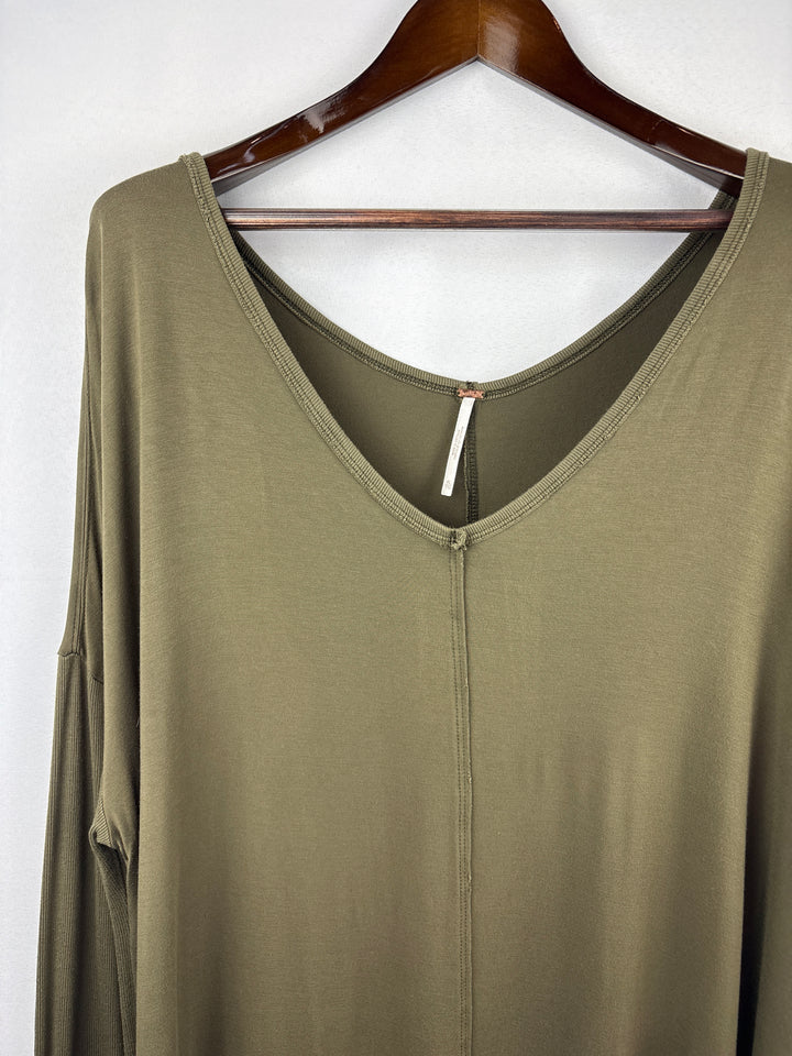 Women’s Free People XL Olive Green Long Sleeve V-Neck Shirt